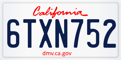 CA license plate 6TXN752