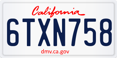 CA license plate 6TXN758