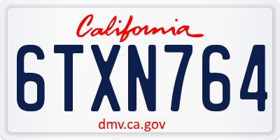 CA license plate 6TXN764