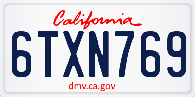 CA license plate 6TXN769