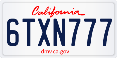 CA license plate 6TXN777