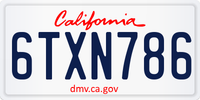 CA license plate 6TXN786