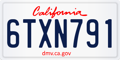 CA license plate 6TXN791