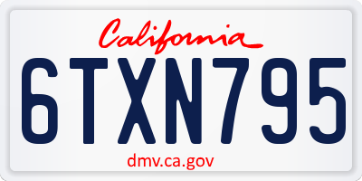 CA license plate 6TXN795
