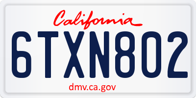 CA license plate 6TXN802