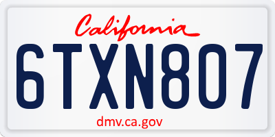 CA license plate 6TXN807