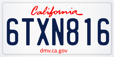 CA license plate 6TXN816