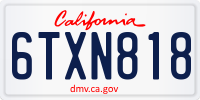 CA license plate 6TXN818