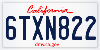 CA license plate 6TXN822