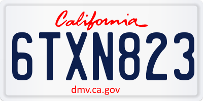 CA license plate 6TXN823