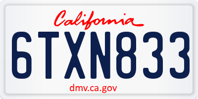 CA license plate 6TXN833