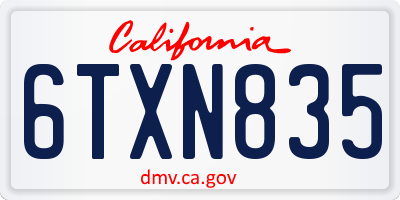 CA license plate 6TXN835