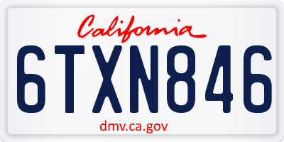 CA license plate 6TXN846