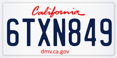 CA license plate 6TXN849