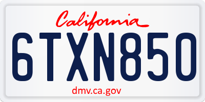 CA license plate 6TXN850