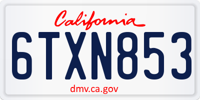 CA license plate 6TXN853