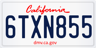 CA license plate 6TXN855