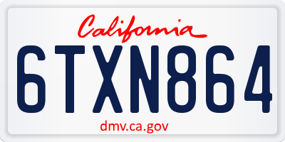 CA license plate 6TXN864