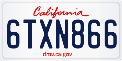 CA license plate 6TXN866