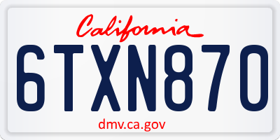 CA license plate 6TXN870