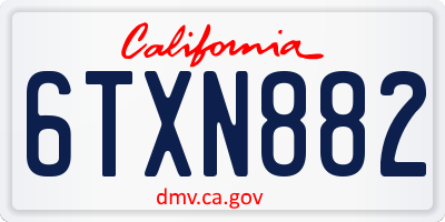 CA license plate 6TXN882
