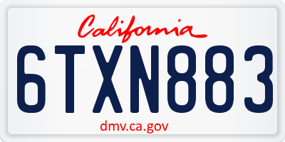 CA license plate 6TXN883