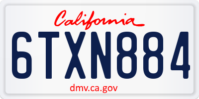 CA license plate 6TXN884