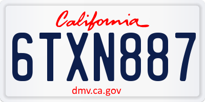 CA license plate 6TXN887