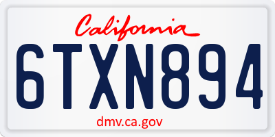 CA license plate 6TXN894