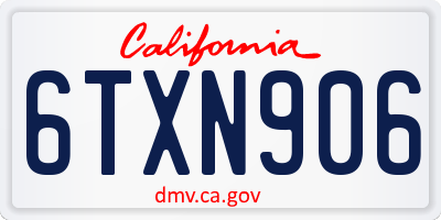 CA license plate 6TXN906
