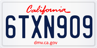 CA license plate 6TXN909