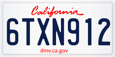 CA license plate 6TXN912