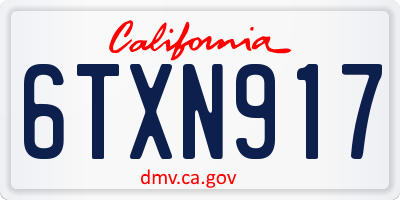 CA license plate 6TXN917