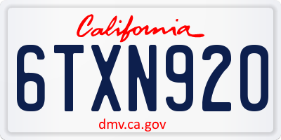 CA license plate 6TXN920