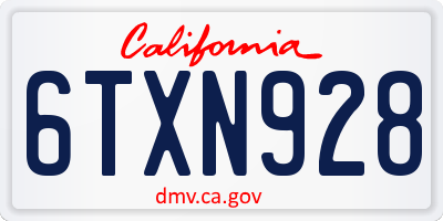 CA license plate 6TXN928
