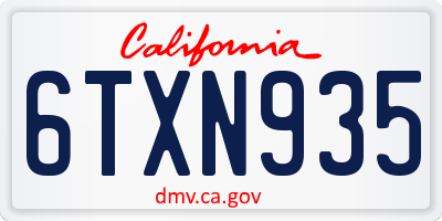 CA license plate 6TXN935