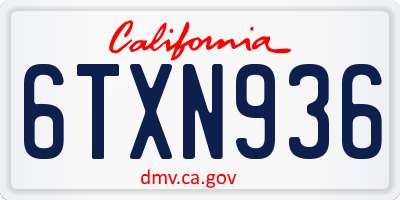 CA license plate 6TXN936