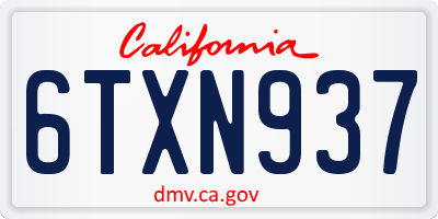 CA license plate 6TXN937