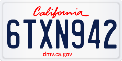 CA license plate 6TXN942
