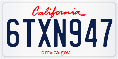 CA license plate 6TXN947