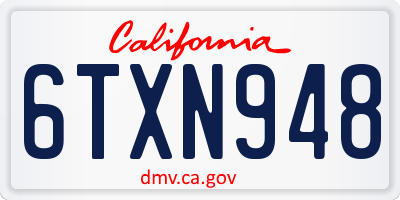 CA license plate 6TXN948