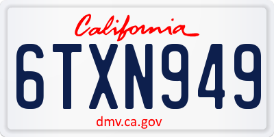 CA license plate 6TXN949