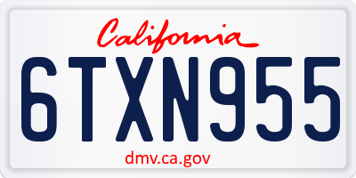 CA license plate 6TXN955