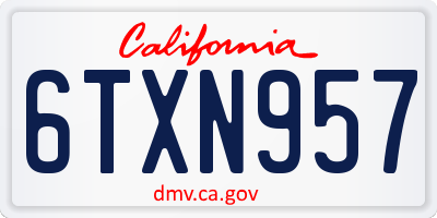 CA license plate 6TXN957