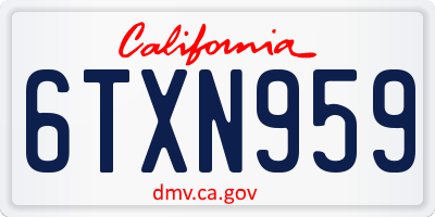 CA license plate 6TXN959