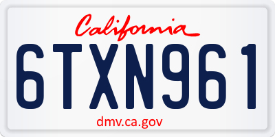 CA license plate 6TXN961