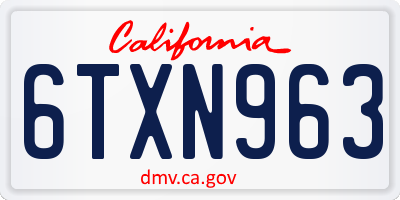 CA license plate 6TXN963