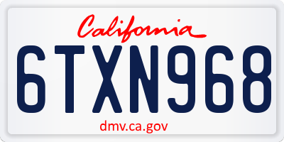 CA license plate 6TXN968