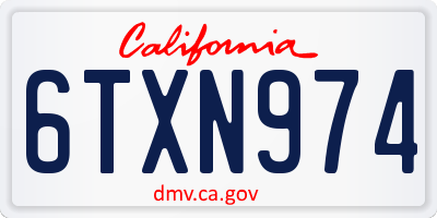 CA license plate 6TXN974
