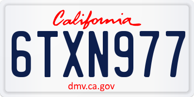 CA license plate 6TXN977